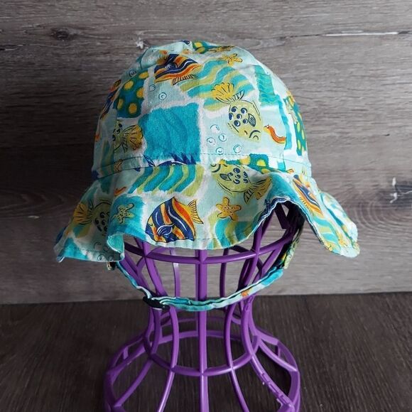 Vintage REI Fish Print Sun Hat 0-12 Months - Picture 1 of 7